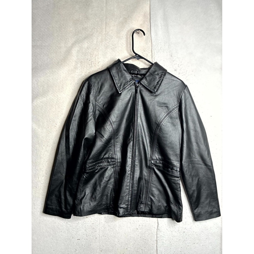 Shaver Lake Leather Jacket Womens Medium Black Full Zip Water Resistance Winter